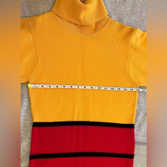 NWOT Gloria Sachs 100% Heavy Cashmere Long Dress with Roll neck Color Block - M - Picture 7 of 9